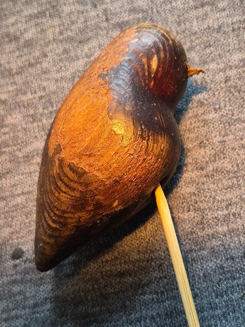 Antique 96-Year-old Wood Hand Craved Bird 3.5" carved in 1930 by Female Artist